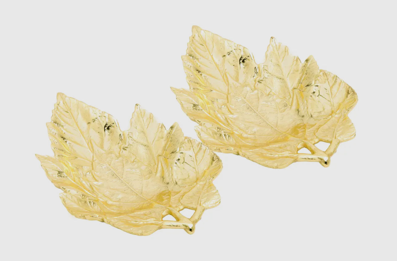 Gold Metal Leaf Jewelry Dish- Set of 4