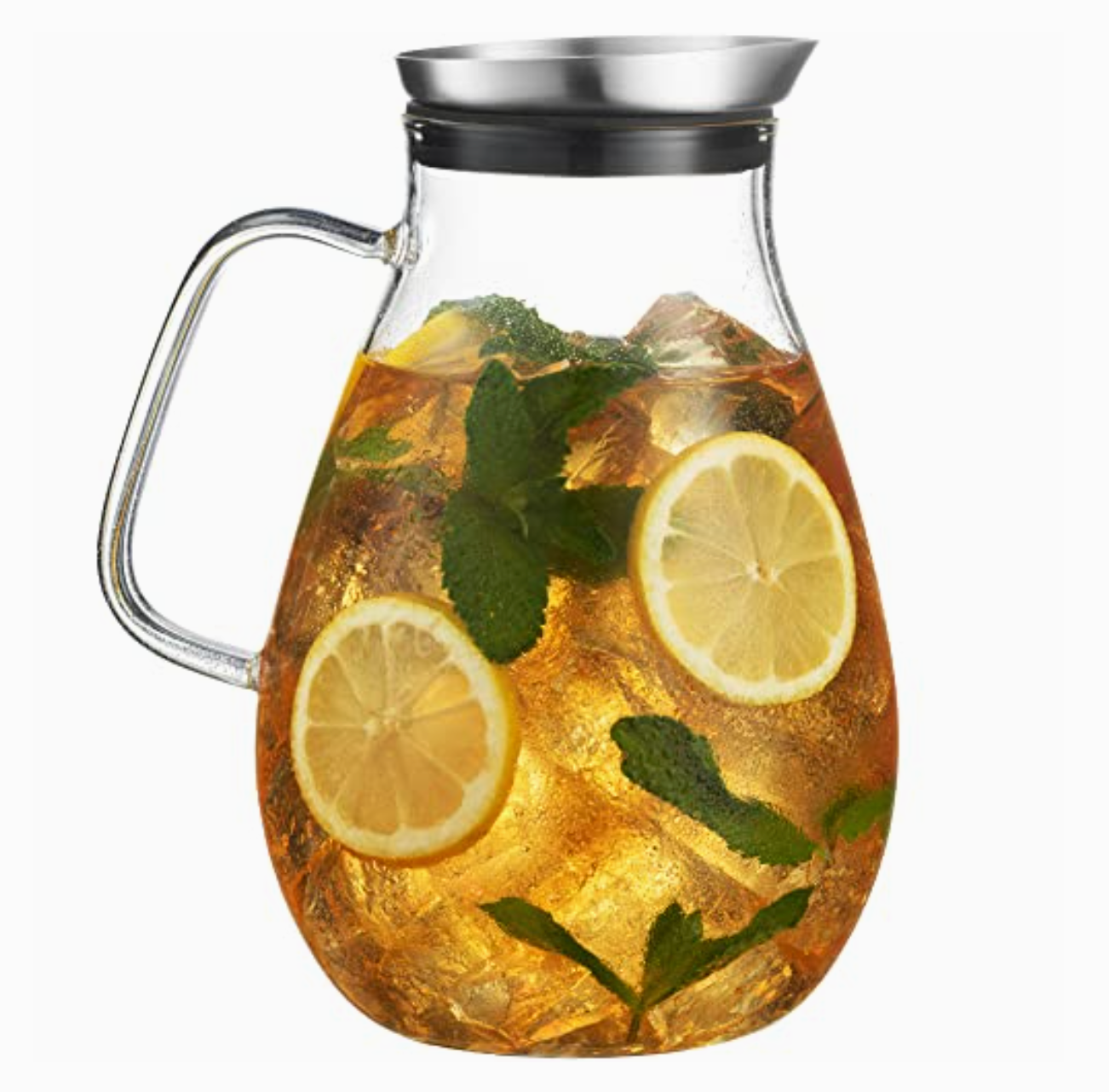 Glass Beverage Pitcher with Stainless Lid