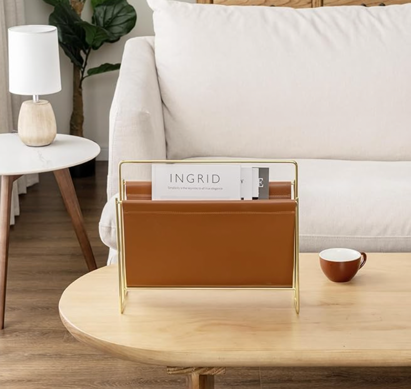 Carmel Leather Magazine Rack- Set of 2