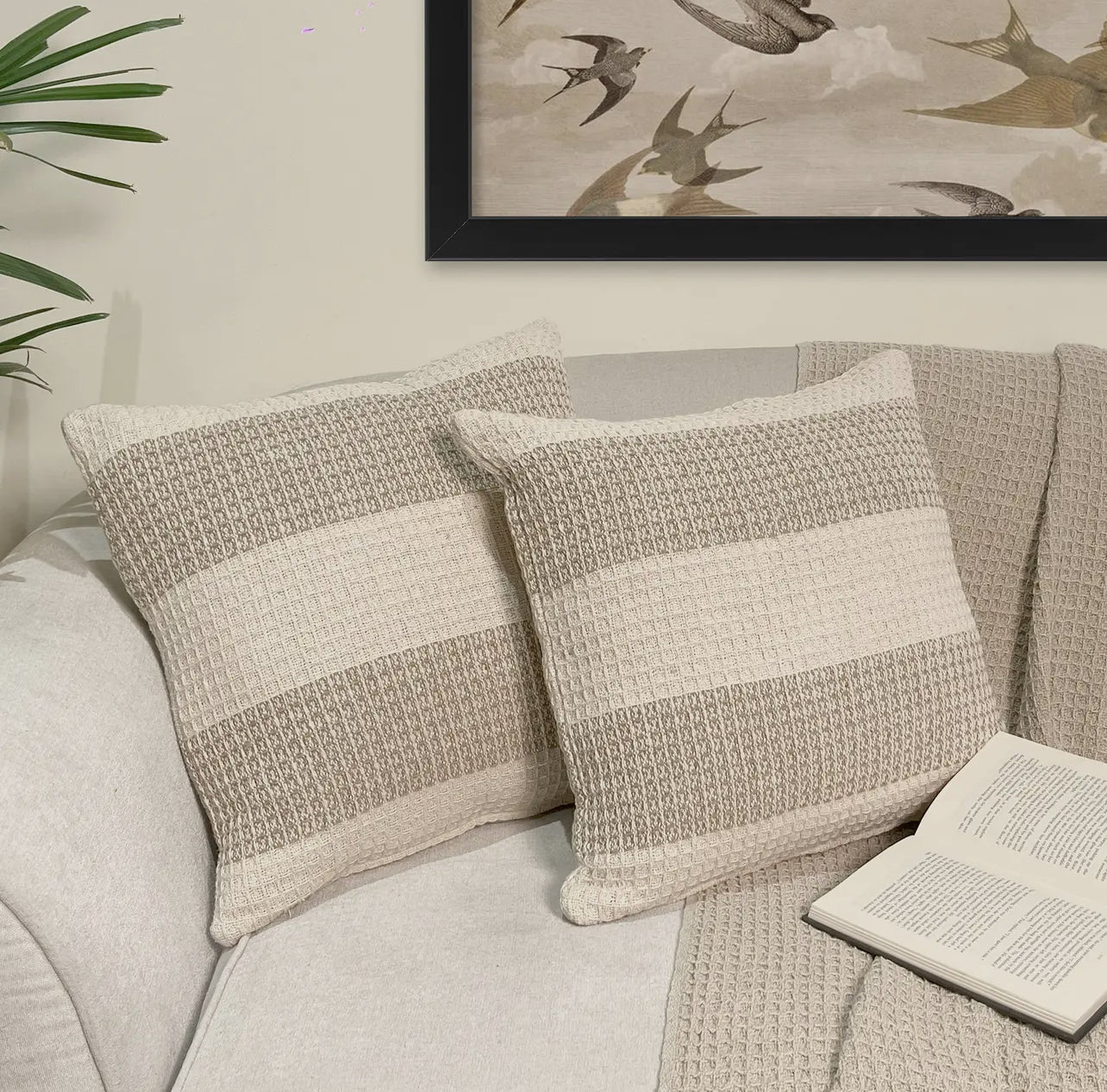 Waffle Stripe Pillow Covers- Set of 4
