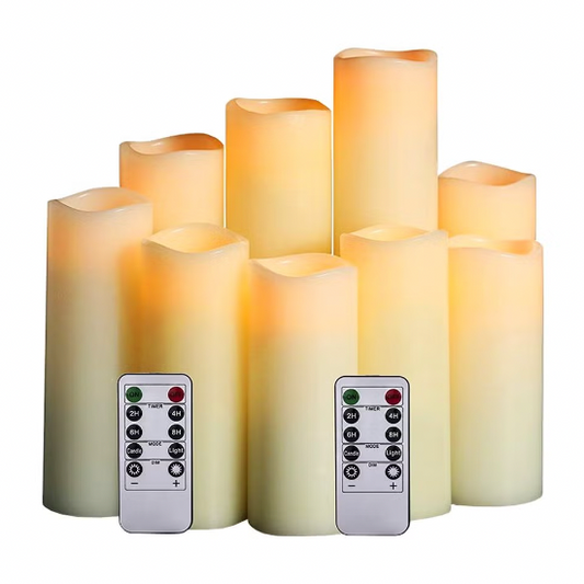 Ivory Flameless LED Candles- Set of 9