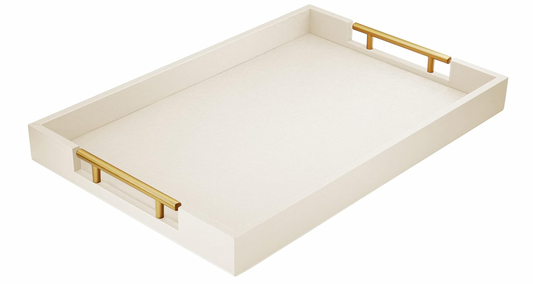 Large White Tray with Gold Handles