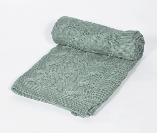 Knitted Blue Blanket- Set of 2