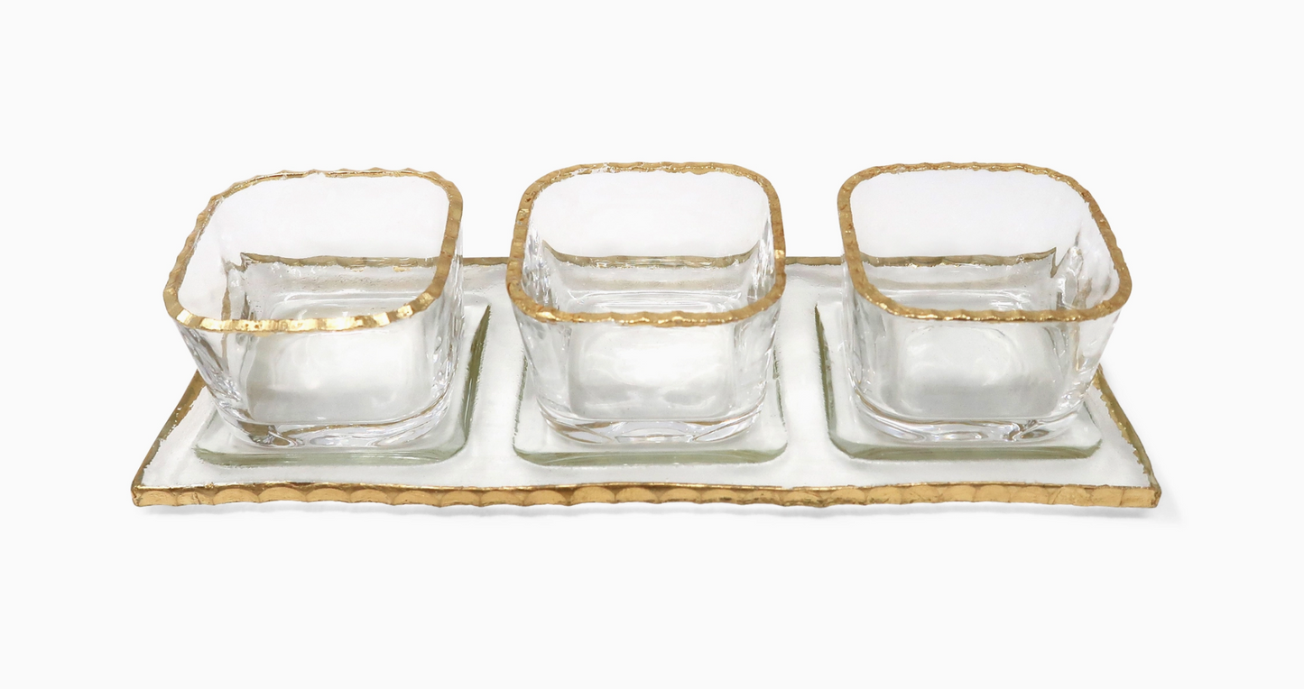 Glass Bowl Snack Dish- Set of 2