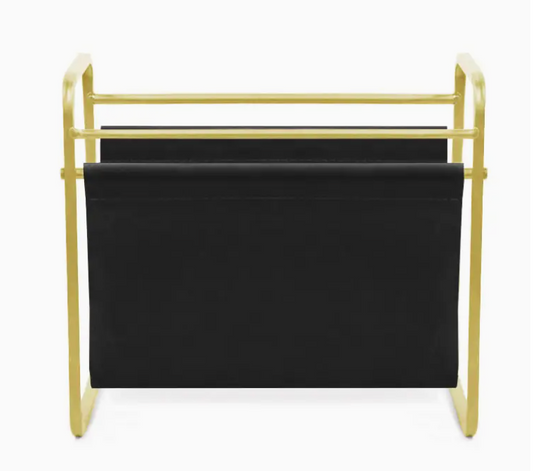 Gold Metal and Leather Magazine Holder- Set of 6