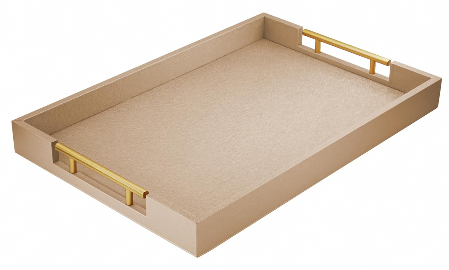 Large White Tray with Gold Handles