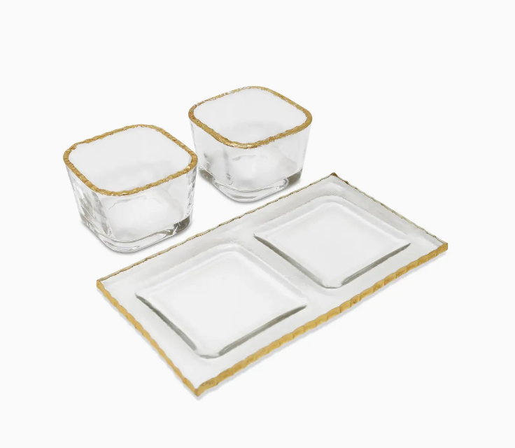 Glass Bowl Snack Dish- Set of 2